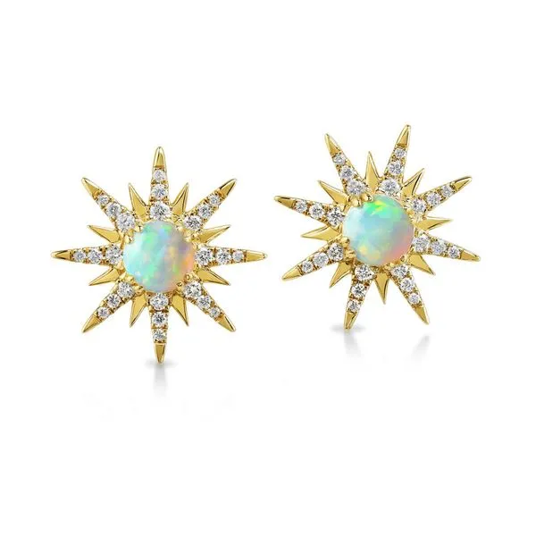 Yellow Gold Calibrated Light Opal Earrings Daniel Jewelers Brewster, NY