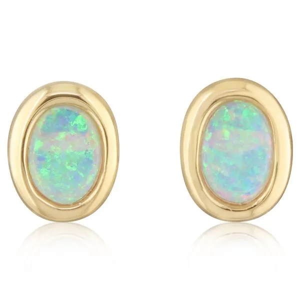 Yellow Gold Calibrated Light Opal Earrings Mitchell's Jewelry Norman, OK