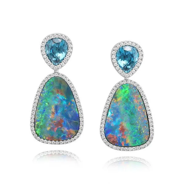 Platinum Opal Doublet Earrings Arthur's Jewelry Bedford, VA