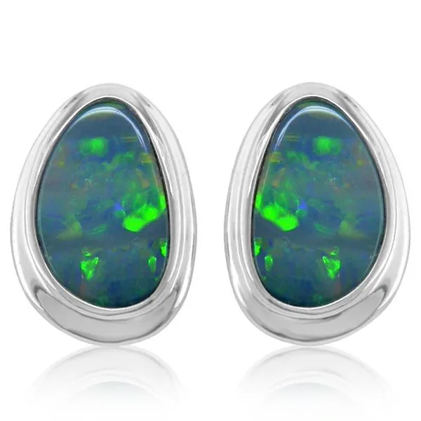 White Gold Opal Doublet Earrings Gold Mine Jewelers Jackson, CA