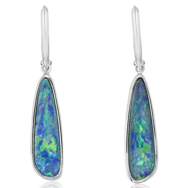 White Gold Opal Doublet Earrings Leslie E. Sandler Fine Jewelry and Gemstones rockville , MD