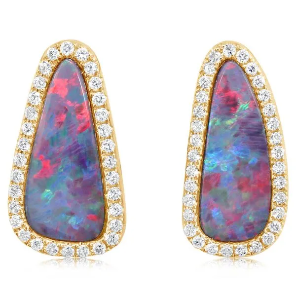 Yellow Gold Opal Doublet Earrings Banks Jewelers Burnsville, NC