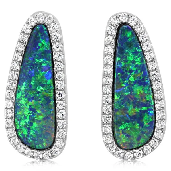 White Gold Opal Doublet Earrings Cravens & Lewis Jewelers Georgetown, KY