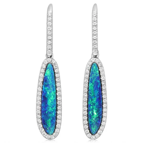 White Gold Opal Doublet Earrings Albert's Jewelers Kingsland, GA