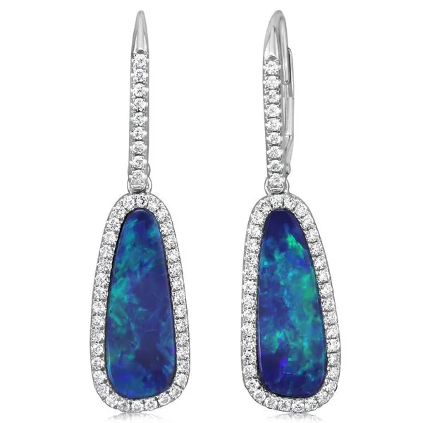 White Gold Opal Doublet Earrings Studio D Jewelers Woodstock, IL