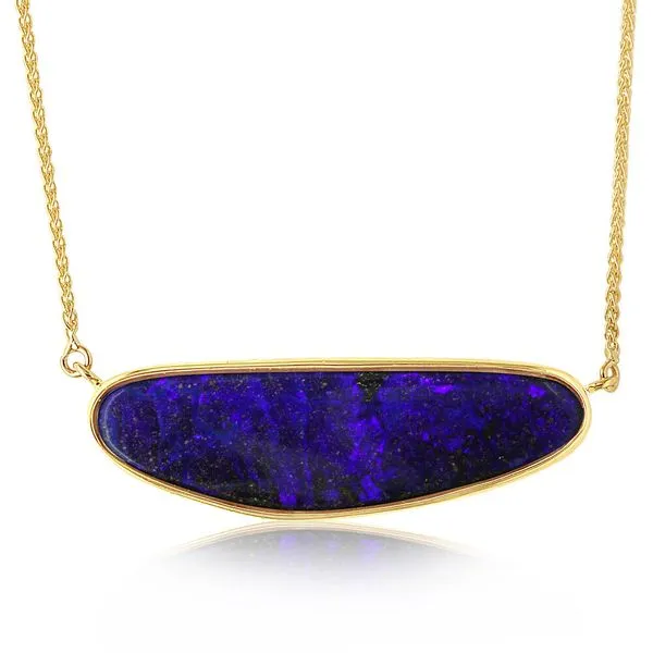 Yellow Gold Boulder Opal Necklace Blue Heron Jewelry Company Poulsbo, WA