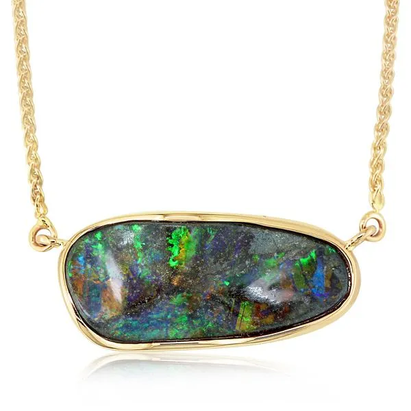 Yellow Gold Boulder Opal Necklace Image 2 Thomas A. Davis Jewelers Holland, MI