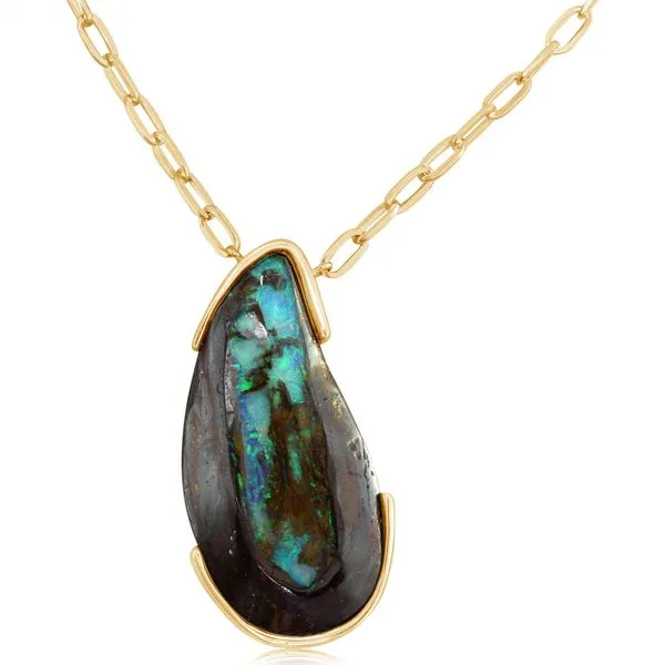 Yellow Gold Boulder Opal Necklace Blue Heron Jewelry Company Poulsbo, WA