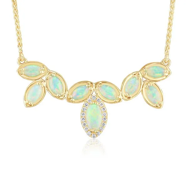 Yellow Gold Calibrated Light Opal Necklace Blue Heron Jewelry Company Poulsbo, WA