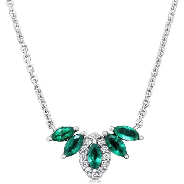White Gold Emerald Necklace Albert's Jewelers Kingsland, GA