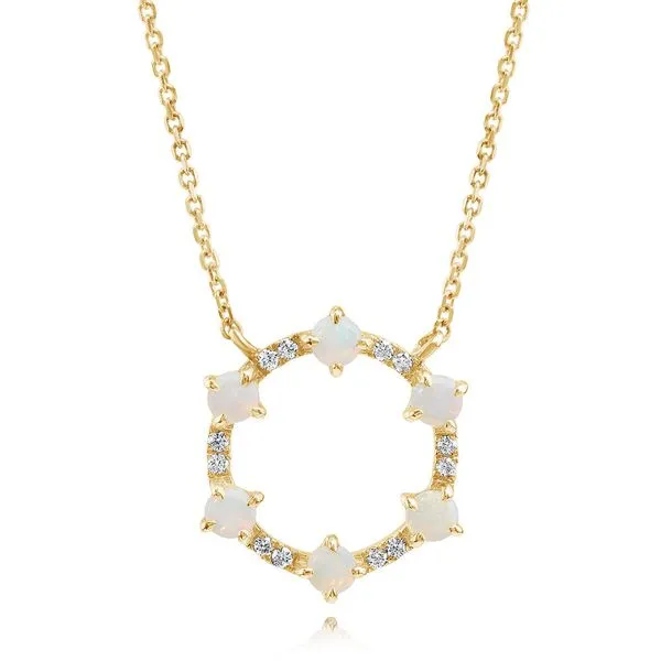 Yellow Gold Calibrated Light Opal Necklace Thomas A. Davis Jewelers Holland, MI