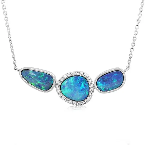 White Gold Opal Doublet Necklace Thomas A. Davis Jewelers Holland, MI