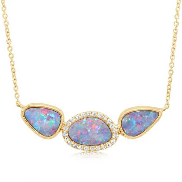 Yellow Gold Opal Doublet Necklace Ask Design Jewelers Olean, NY