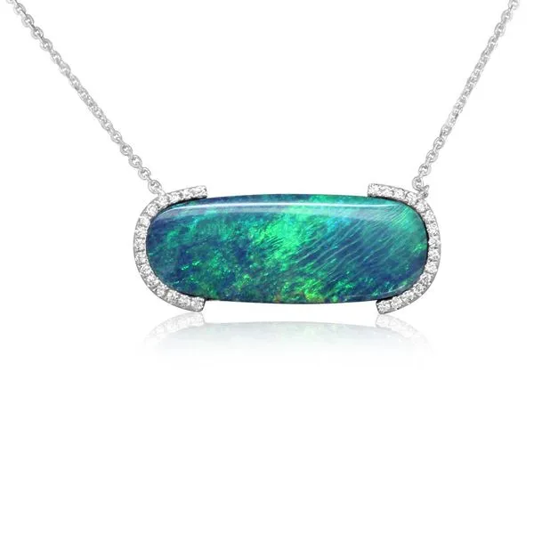 White Gold Opal Doublet Necklace Cravens & Lewis Jewelers Georgetown, KY
