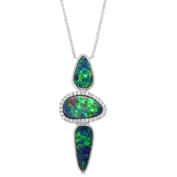 White Gold Opal Doublet Necklace Cravens & Lewis Jewelers Georgetown, KY