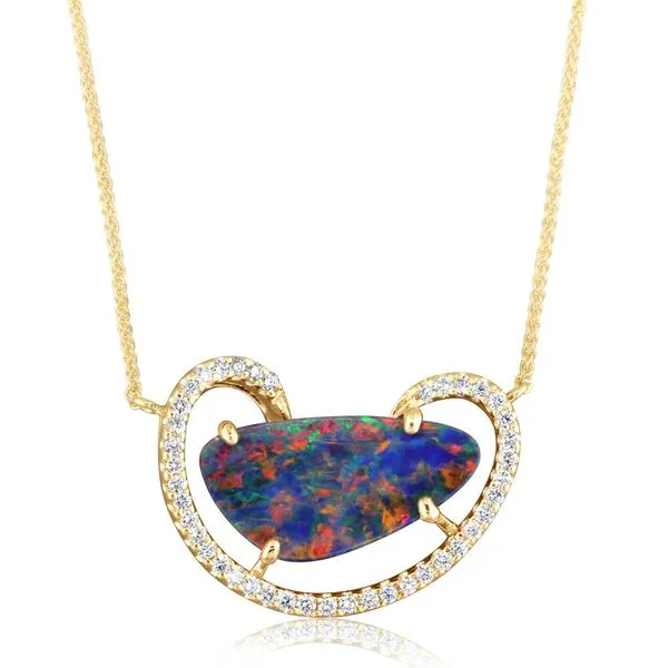 Yellow Gold Opal Doublet Necklace Mitchell's Jewelry Norman, OK
