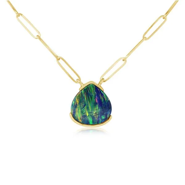 Yellow Gold Opal Doublet Necklace Albert's Jewelers Kingsland, GA