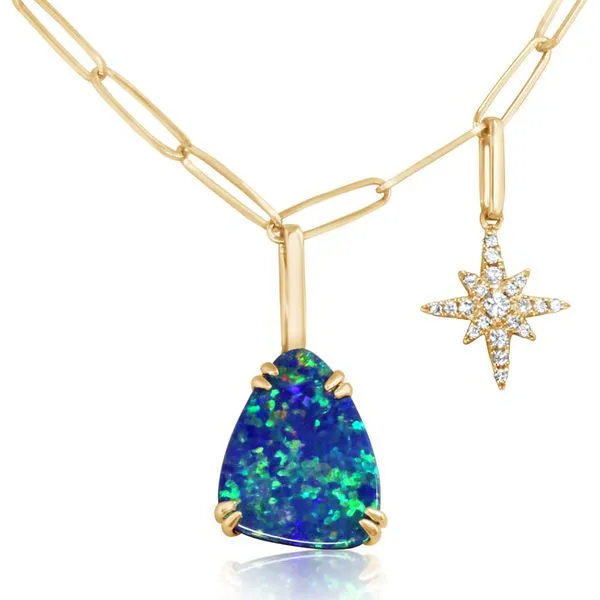 Yellow Gold Opal Doublet Necklace Clater Jewelers Louisville, KY