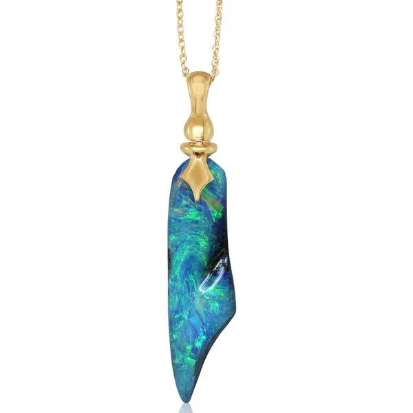 Yellow Gold Boulder Opal Pendant John E. Koller Jewelry Designs owasso, OK