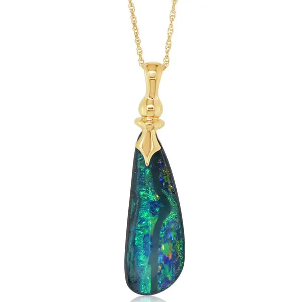 Yellow Gold Boulder Opal Pendant Image 2 Timmreck & McNicol Jewelers McMinnville, OR