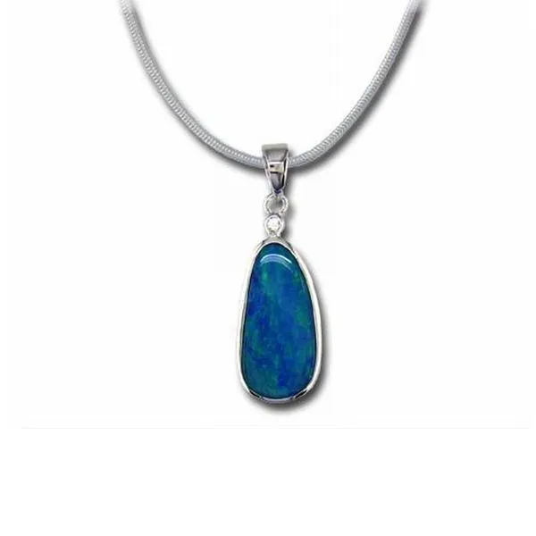 White Gold Opal Doublet Pendant Blue Heron Jewelry Company Poulsbo, WA