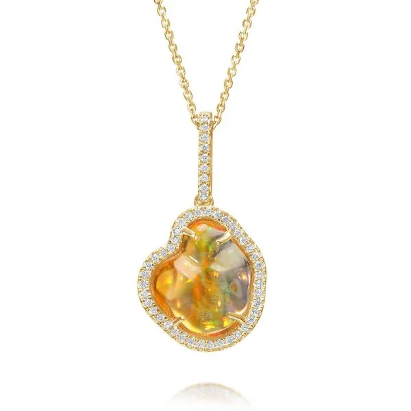 Yellow Gold Fire Opal Pendant Clater Jewelers Louisville, KY