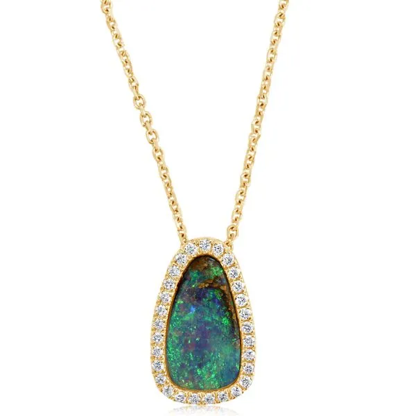 Yellow Gold Boulder Opal Pendant Mitchell's Jewelry Norman, OK