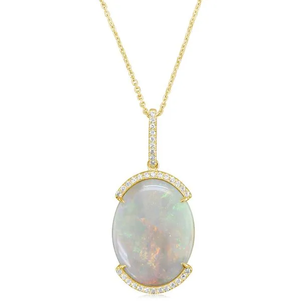 Yellow Gold Natural Light Opal Pendant Daniel Jewelers Brewster, NY