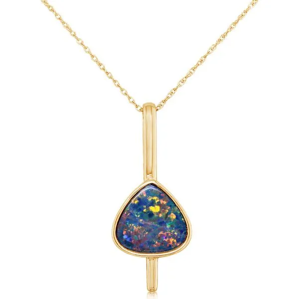 Yellow Gold Opal Doublet Pendant Image 2 Albert's Jewelers Kingsland, GA