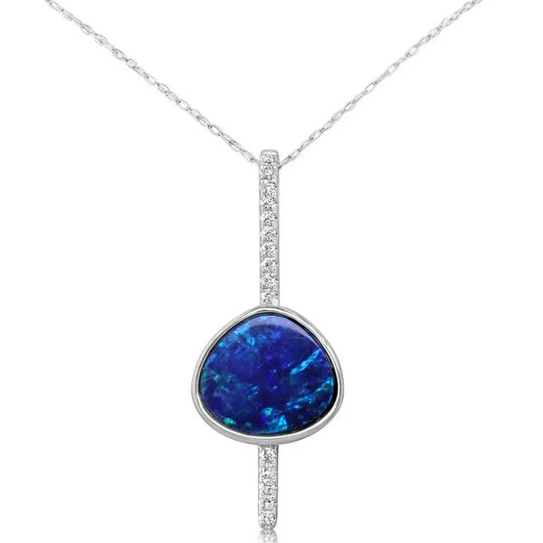 White Gold Opal Doublet Pendant Studio D Jewelers Woodstock, IL