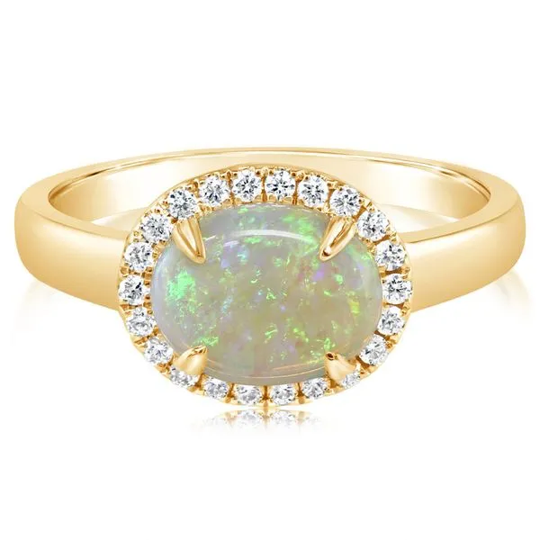 Yellow Gold Calibrated Light Opal Ring Studio D Jewelers Woodstock, IL