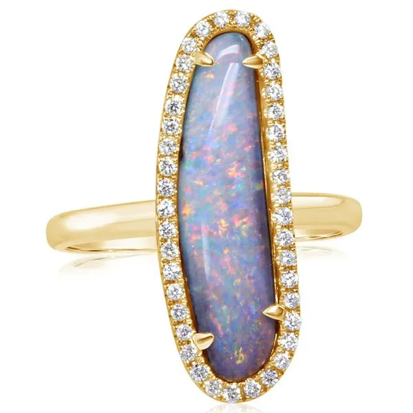 Yellow Gold Boulder Opal Ring John E. Koller Jewelry Designs owasso, OK