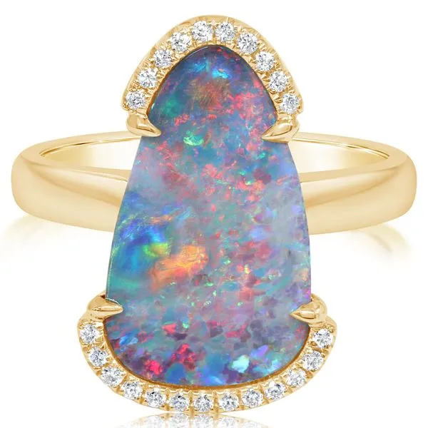 Yellow Gold Opal Doublet Ring Ask Design Jewelers Olean, NY