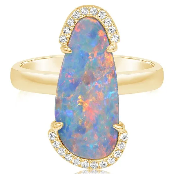 Yellow Gold Opal Doublet Ring Thomas A. Davis Jewelers Holland, MI