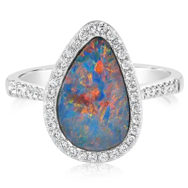 White Gold Opal Doublet Ring Ask Design Jewelers Olean, NY