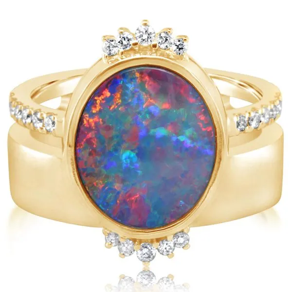 Yellow Gold Opal Doublet Ring Studio D Jewelers Woodstock, IL