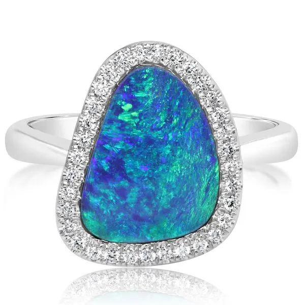 White Gold Opal Doublet Ring Rick's Jewelers California, MD
