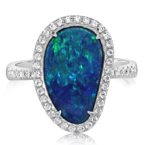 White Gold Opal Doublet Ring Albert's Jewelers Kingsland, GA