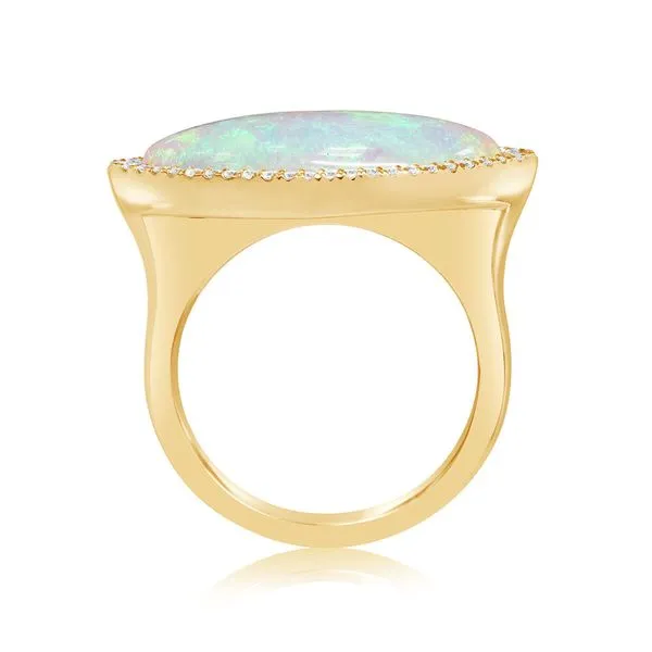 Yellow Gold Natural Light Opal Ring Image 2 Arthur's Jewelry Bedford, VA