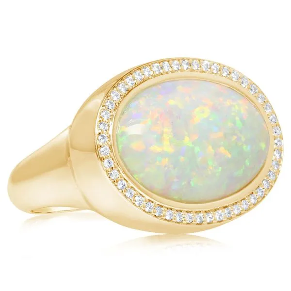 Yellow Gold Calibrated Light Opal Ring Clater Jewelers Louisville, KY