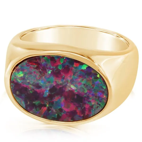 Yellow Gold Opal Doublet Ring Rick's Jewelers California, MD