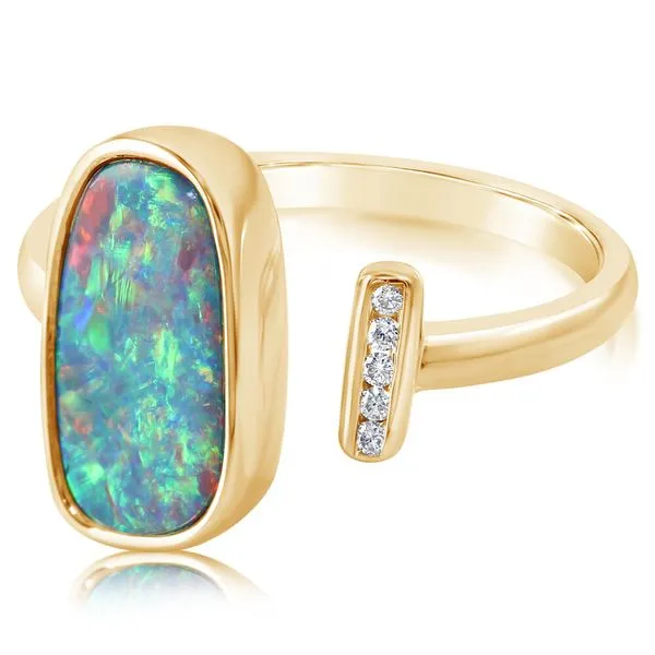 White Gold Opal Doublet Ring Image 2 Blue Heron Jewelry Company Poulsbo, WA