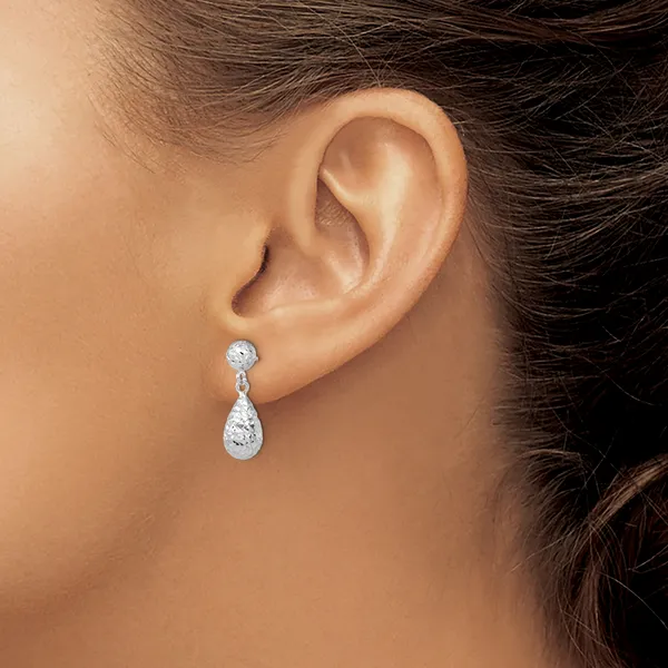 Leslie's 10K White Gold D/C Post Dangle Earrings Image 3 Mitchell's Jewelry Norman, OK