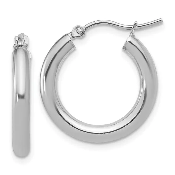 Leslie's 10K White Gold Polished Hinged Hoop Earrings Spencer's Jewelers Athens, GA