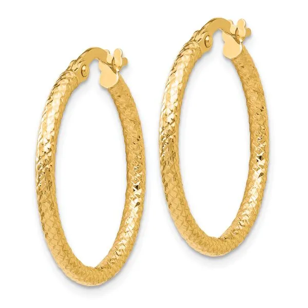 Leslie's 10K Polished and Textured Hinged Hoop Earrings Image 2 Mitchell's Jewelry Norman, OK
