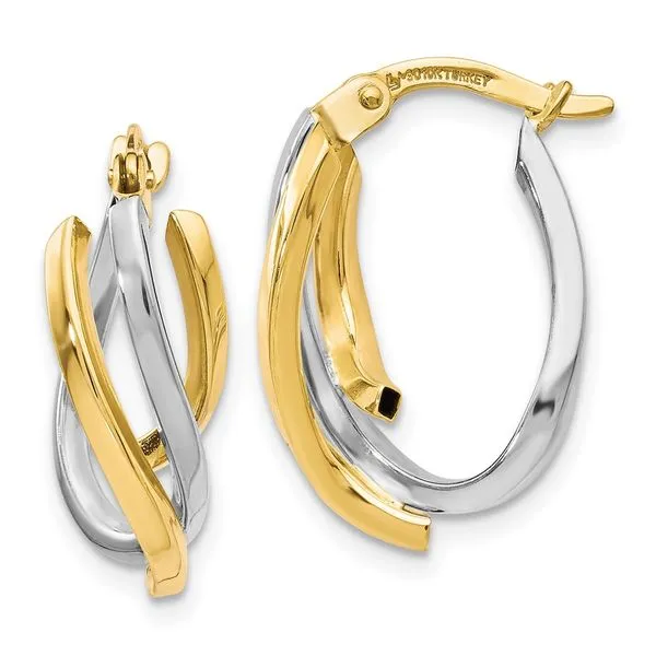 Leslie's 10K Two-tone Polished Twisted Hoop Earrings Tidwells of Greenwood Greenwood, SC