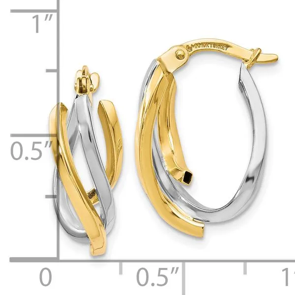 Leslie's 10K Two-tone Polished Twisted Hoop Earrings Image 4 Tidwells of Greenwood Greenwood, SC