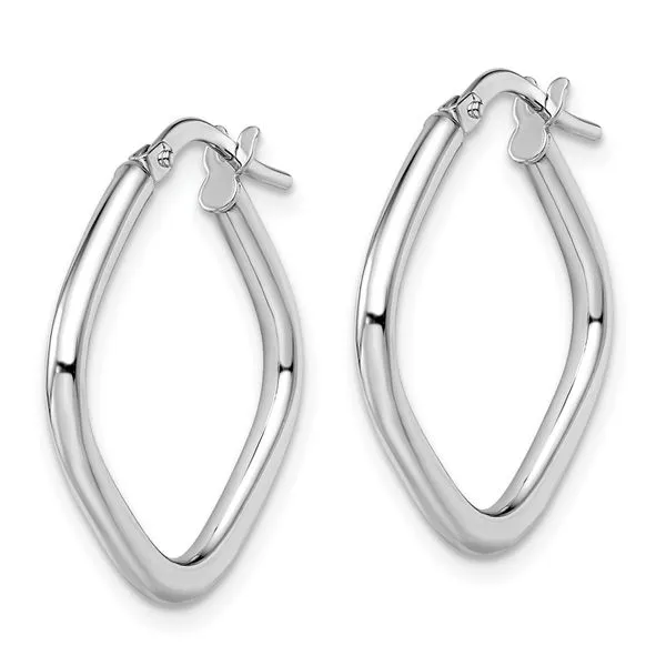 Leslie's 10K White Gold Polished Square Hoop Earrings Image 2 Spencer's Jewelers Athens, GA