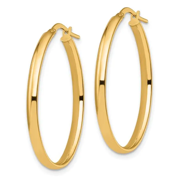 Leslie's 10K Polished Oval Hoop Earrings Image 2 Spencer's Jewelers Athens, GA