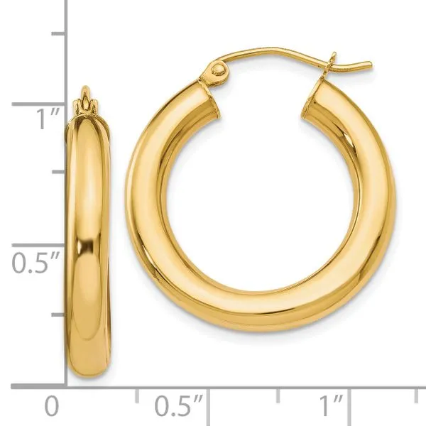 Leslie's 10K Polished Lightweight Hoop Earrings Image 4 Spencer's Jewelers Athens, GA